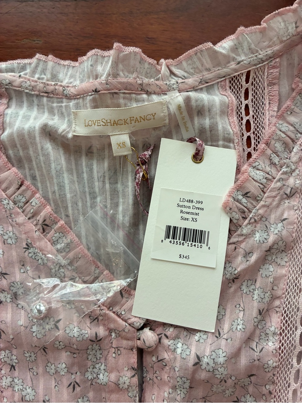 LoveShackFancy Sutton Dress Rosemist XS NWT - Picture 3 of 3
